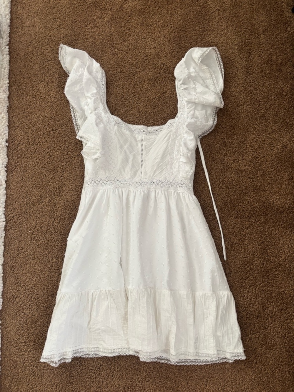 Francesca's Collections White Swiss Dot Ruffle Mini Dress